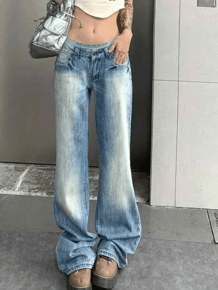 Levoire | Jean Boyfriend Taille Basse Usé Et Déchiré Bleu
