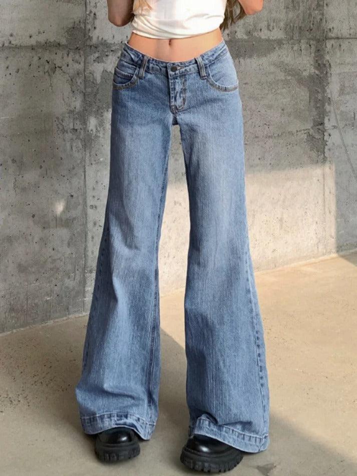 Levoire | Jean Boyfriend Taille Basse Lavé Mop Bleu