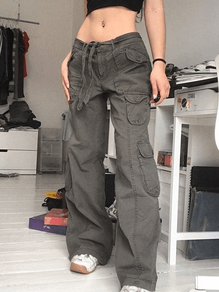 Levoire | Jeans Cargo Avec Poches Délavées Gris