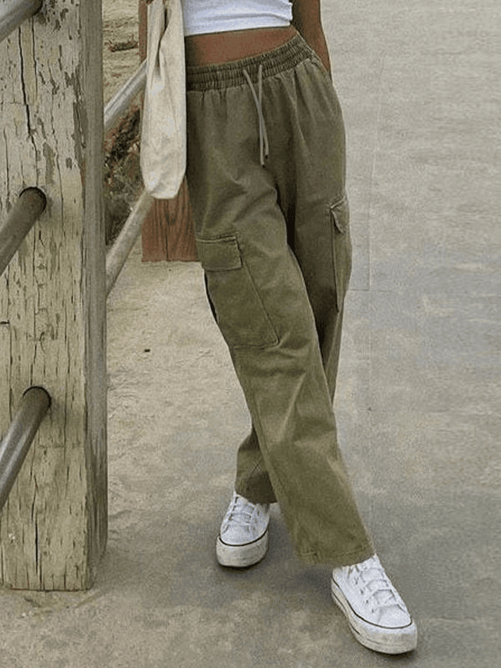 Levoire | Pantalon Droit Avec Poches Gwaschene Vert