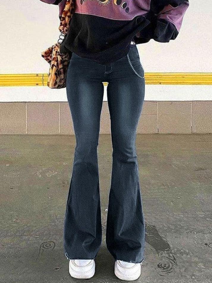 Levoire | Jean Flare Taille Basse Stretch Délavé Gris