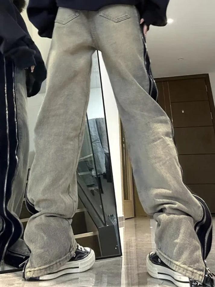 Levoire | Gwaschene Zipup Détail De Piping Jean Boyfriend