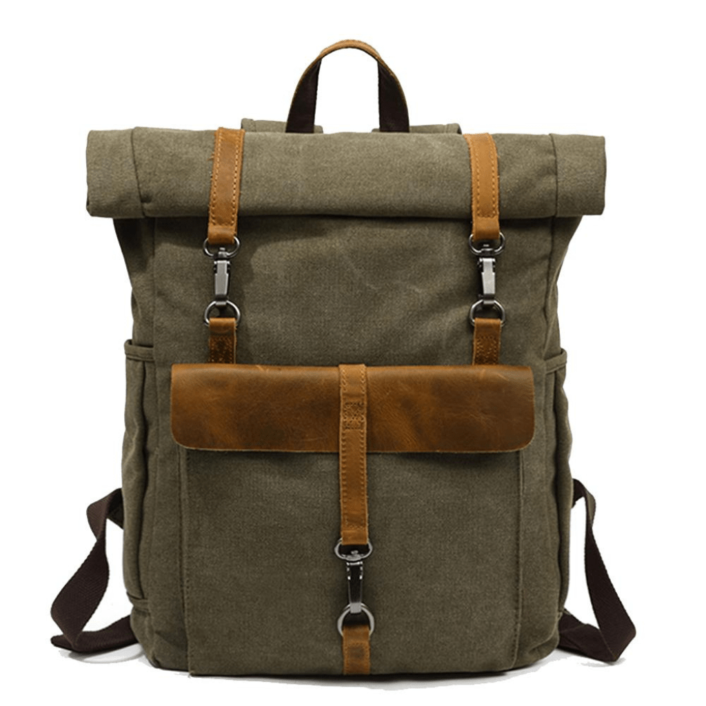Levoire | Sac à dos en toile rétro intemporel et durable sac à dos robuste Vert camouflage
