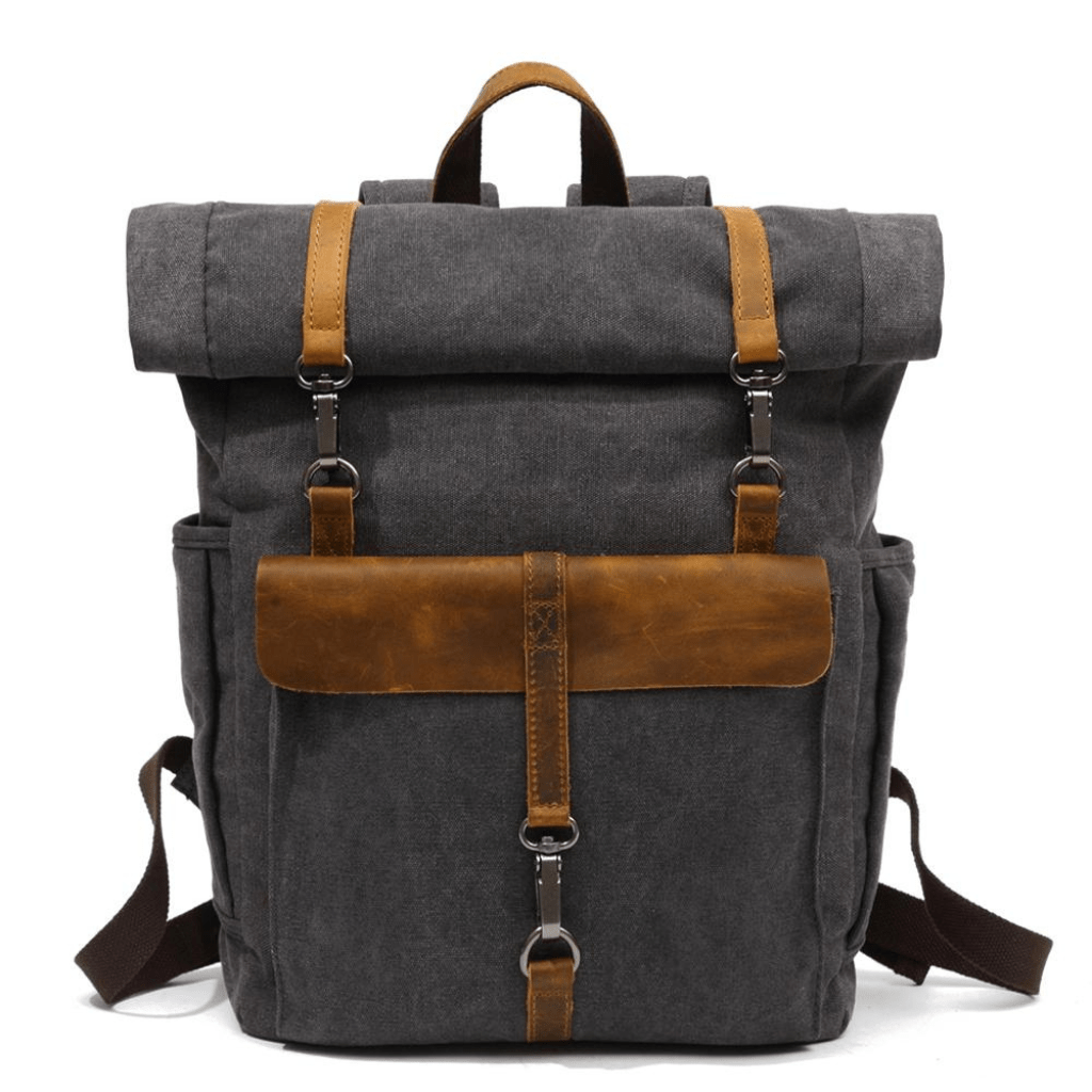Levoire | Sac à dos en toile rétro intemporel et durable sac à dos robuste Gris foncé