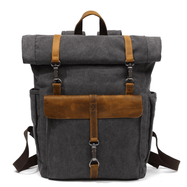 Levoire | Sac à dos en toile rétro intemporel et durable sac à dos robuste Gris foncé