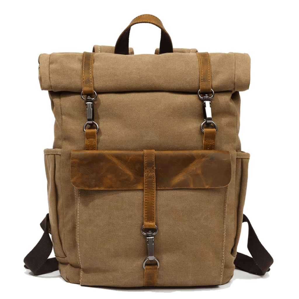 Levoire | Sac à dos en toile rétro intemporel et durable sac à dos robuste Kaki
