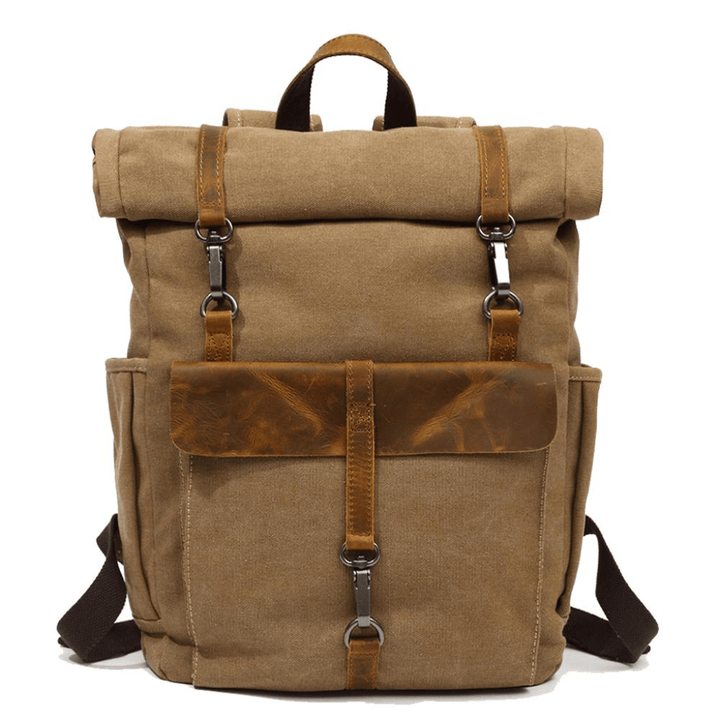 Levoire | Sac à dos en toile rétro intemporel et durable sac à dos robuste Kaki