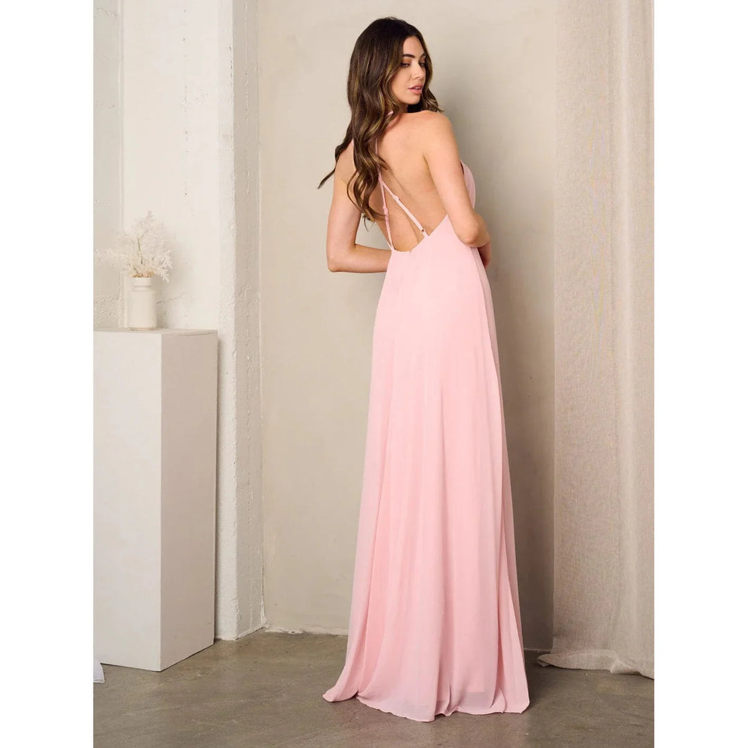 Levoire | Robe Maxi Rose Sans Manches À Dos Ouvert