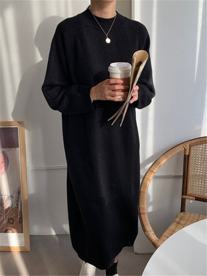 Levoire | Robe Midi Confortable Tricot Noir Une taille