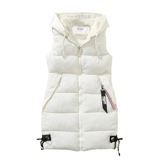Levoire | Sweat à capuche sans manches chaud avec poches zippées Blanc