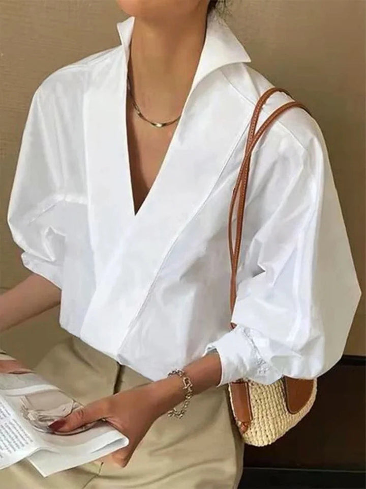 Levoire | Rennot Femmes Blouse À Manches Bouffantes Et Col En V Blanc