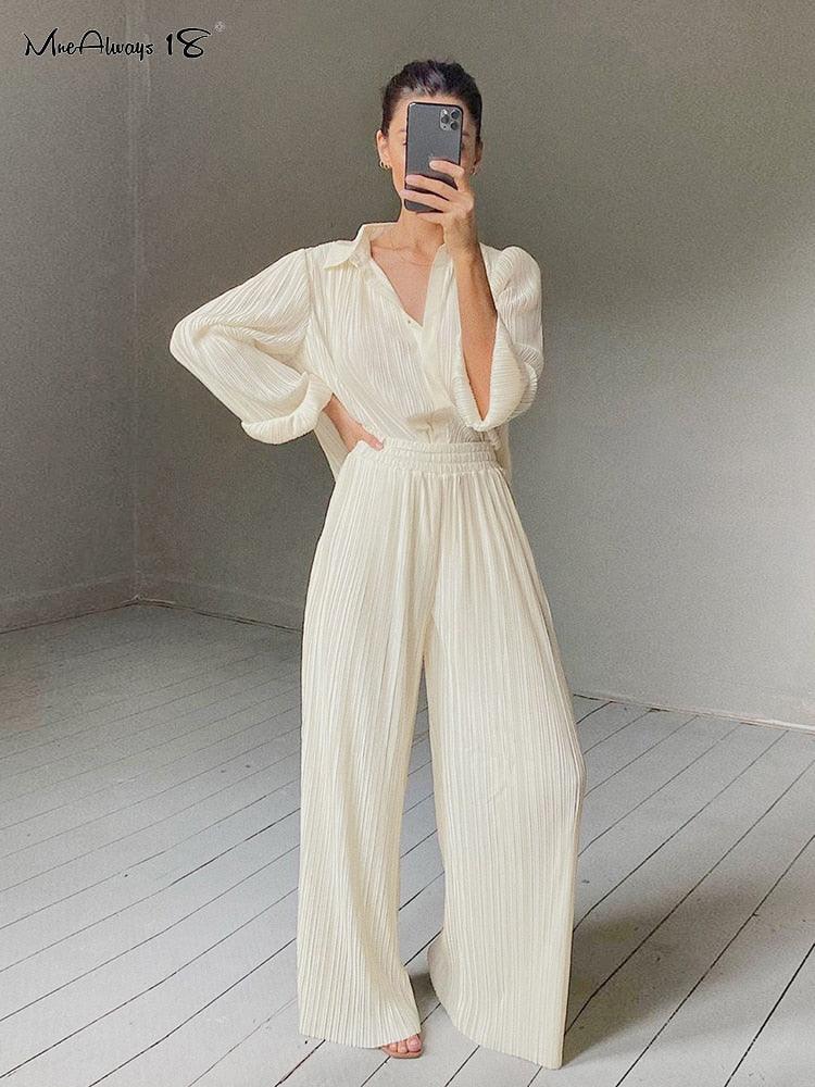 Levoire | Coupe Ample Pantalon Plissé Beige Costume S