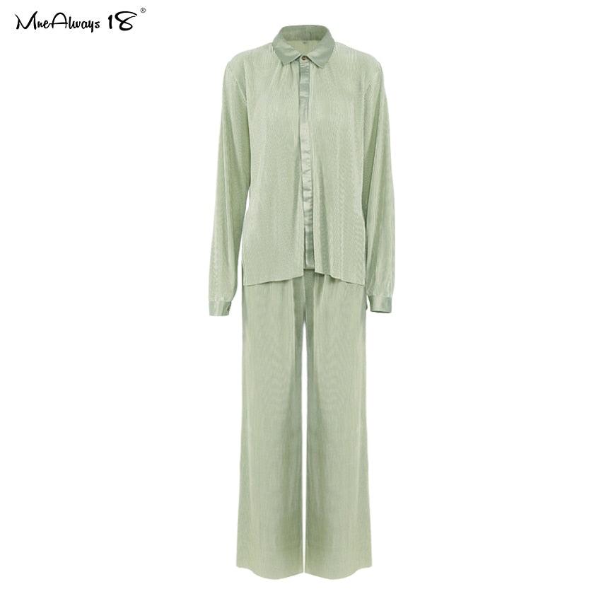 Levoire | Coupe Ample Pantalon Plissé Costume vert