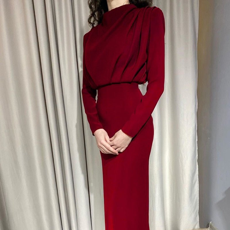 Levoire | Élégant Robe Midi Drapée Bordeaux