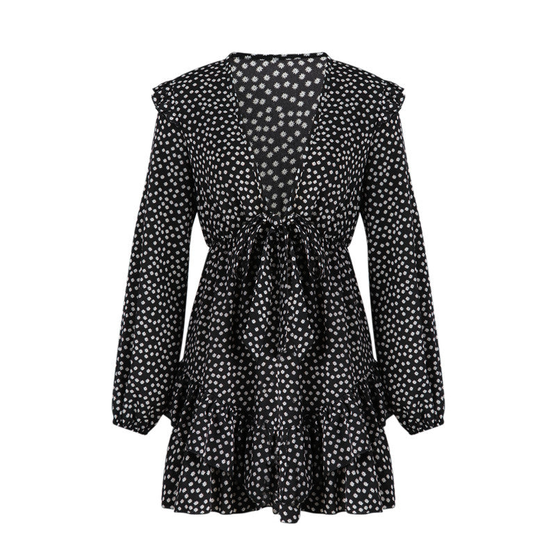 Levoire | Robe Portefeuille Joyeuse Une Robe Romantique Et Estivale Noir - Manches longues (Rupture de stock !)