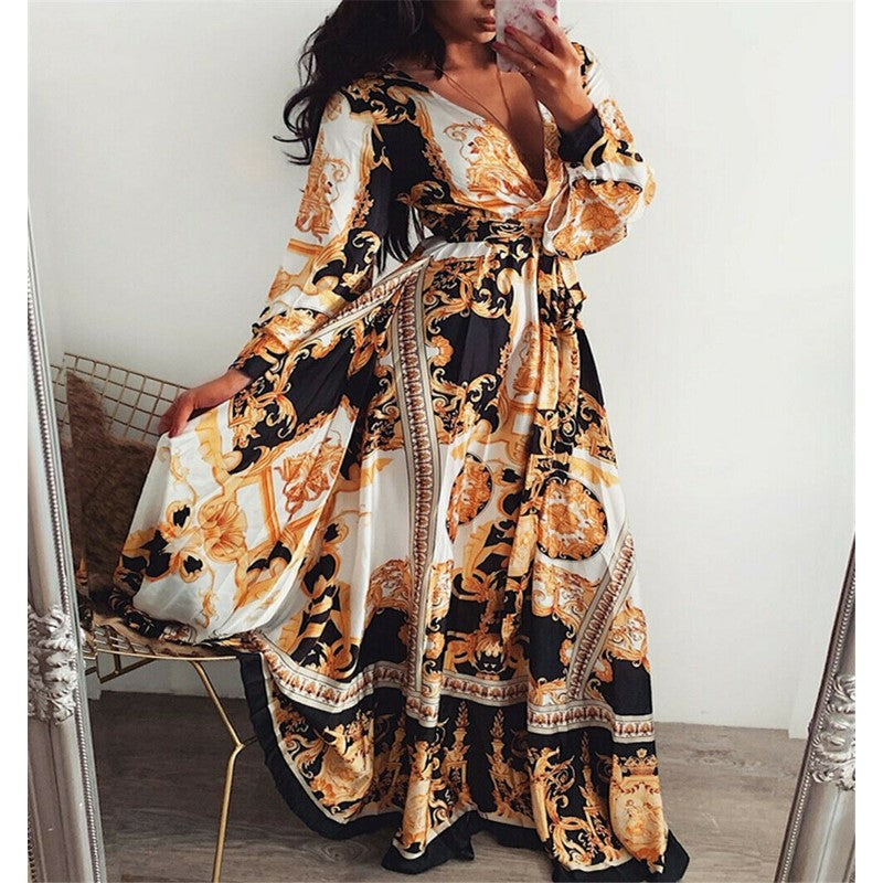 Levoire | Robe Portefeuille Levoire | Robe Pour Femmes Avec Fente Jaune-Noir