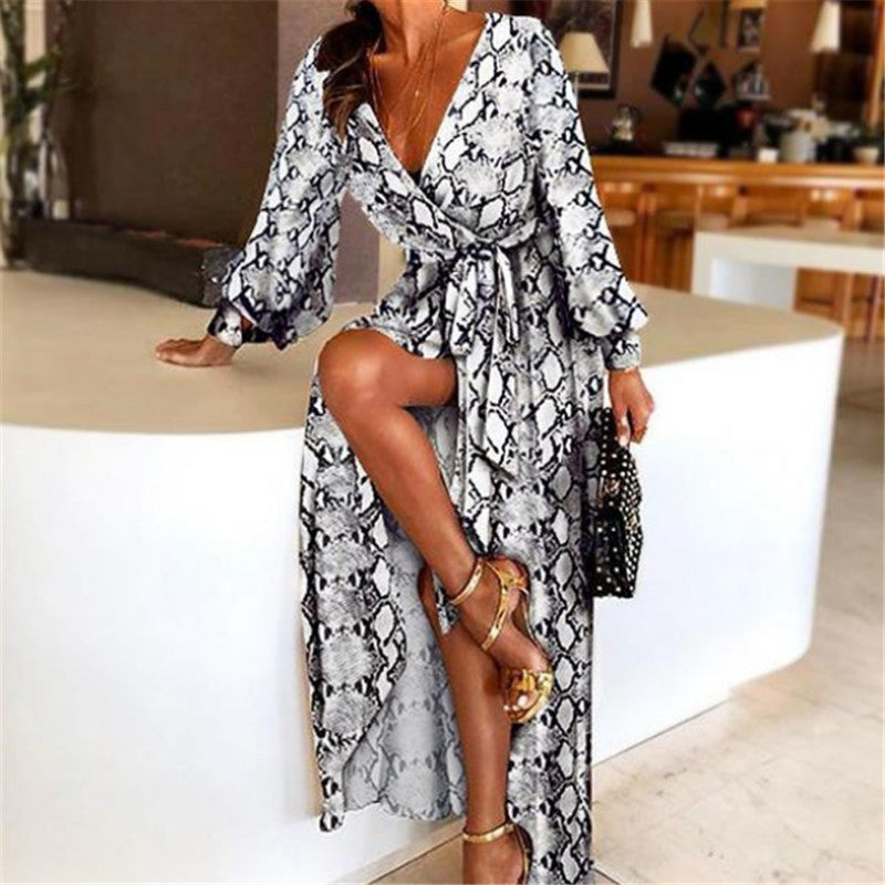 Levoire | Robe Portefeuille Levoire | Robe Pour Femmes Avec Fente Imprimé serpent