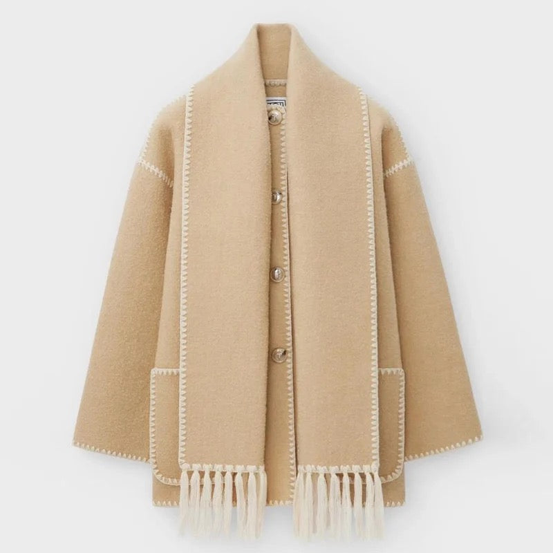 Levoire | Élégante Manteau D'Automne En Laine De Luxe Long Pour Femmes Beige