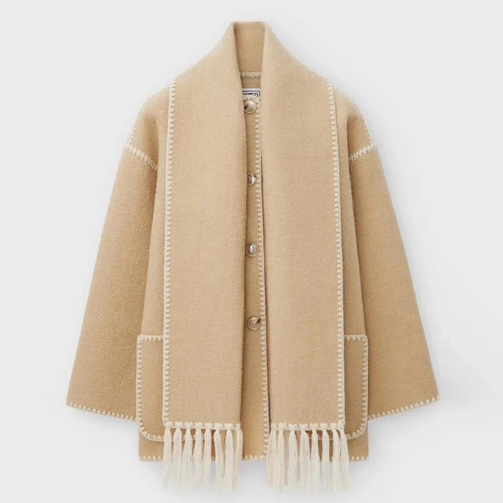 Levoire | Élégante Manteau D'Automne En Laine De Luxe Long Pour Femmes Beige