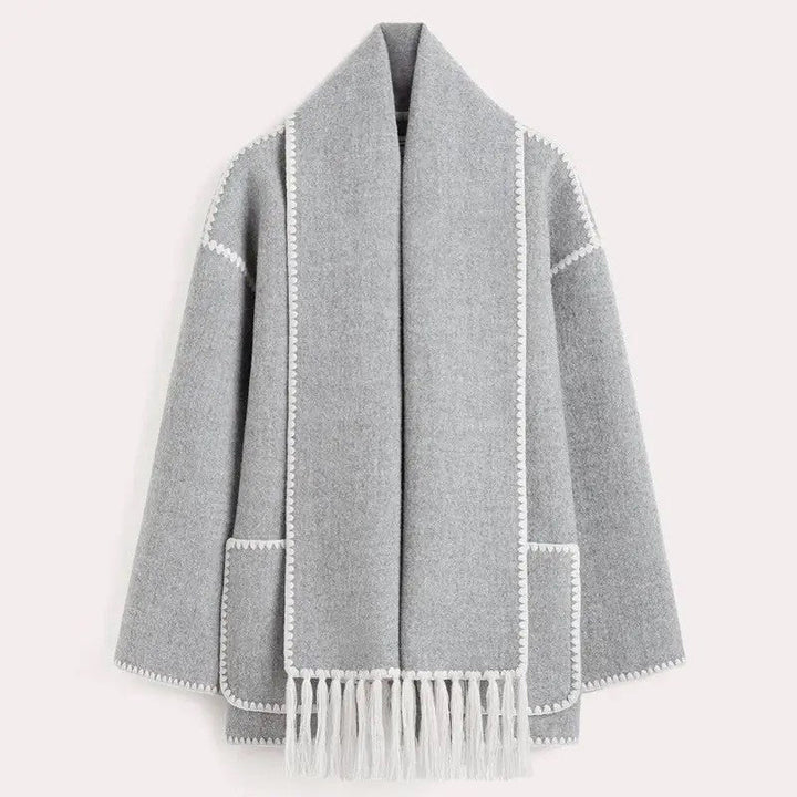 Levoire | Élégante Manteau D'Automne En Laine De Luxe Long Pour Femmes Gris