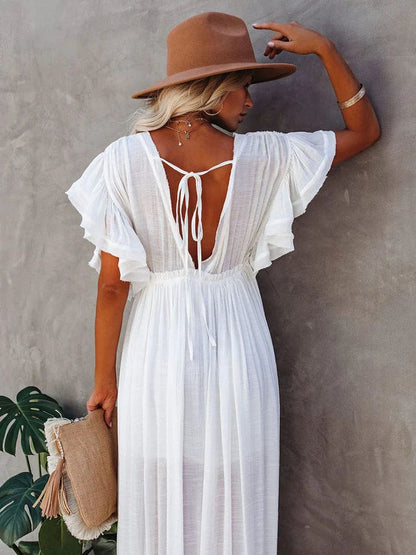 Levoire | Longue robe de plage blanche pour femme
