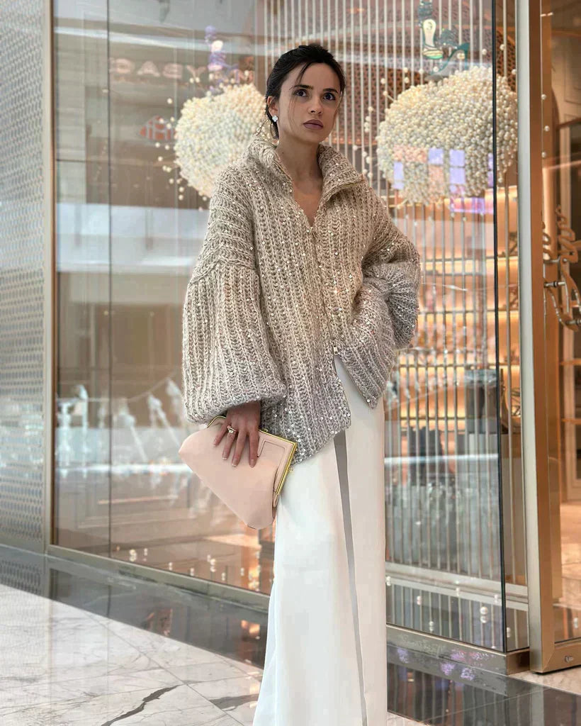 Levoire | Luxueuse veste en tricot pour femmes confortable Khaki