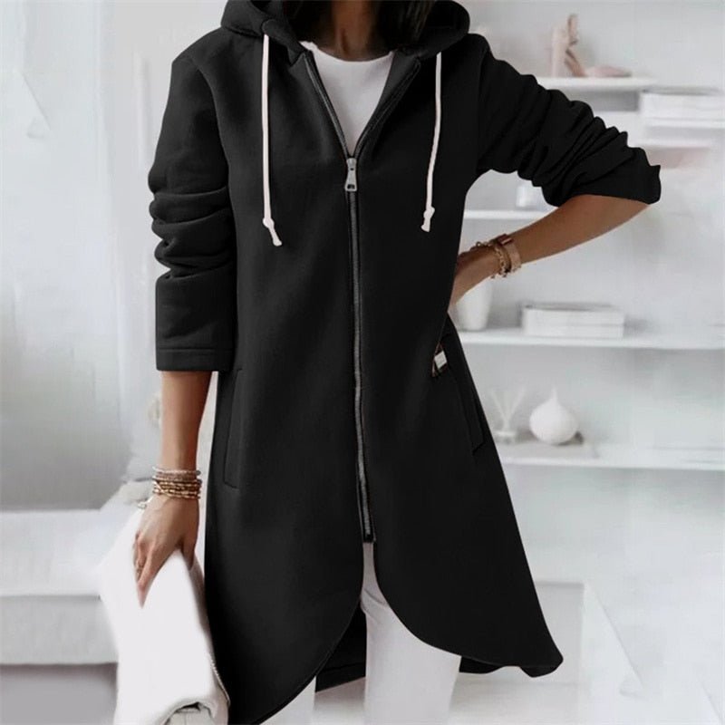 Levoire | Gilet À Capuche Long Confortable Pour Femmes Noir