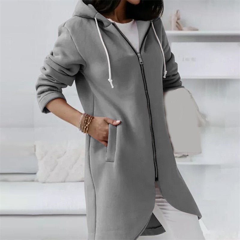 Levoire | Gilet À Capuche Long Confortable Pour Femmes Gris