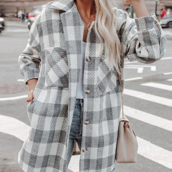 Levoire | Chemise Surdimensionnée À Carreaux Confortable Pour Femmes gris