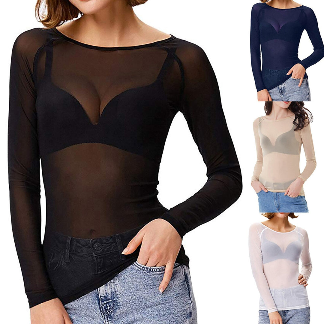 Levoire | Chemise En Mesh Brillante Élégante À Manches Longues