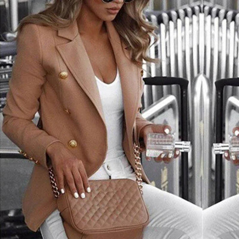 Levoire | Blazer À Carreaux À Manches Longues Tendance Khaki