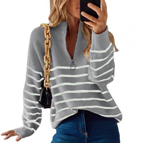 Levoire | Pull À Col En V Avec Fermeture Éclair Pour Femmes Gris
