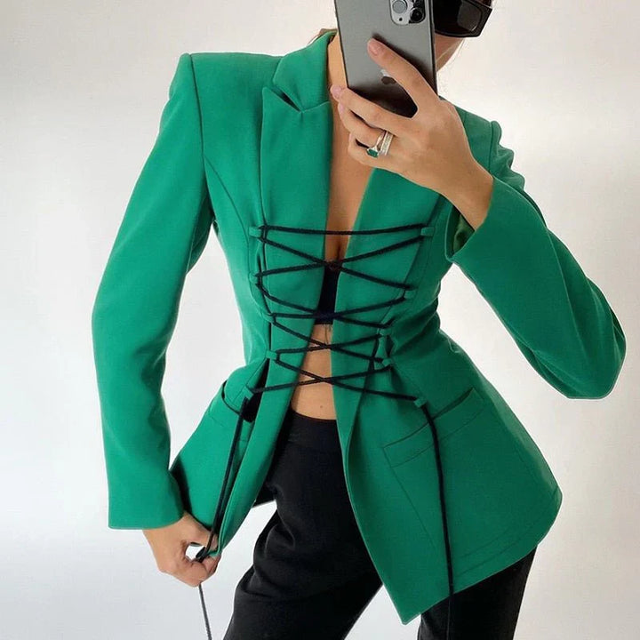 Levoire | Blazer À Lacets Poches De Bras Manteau Mince Vert