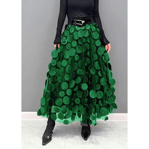 Levoire | Jupe Femme Jupe à Pois Design Tendance Nouveau Style Vert foncé
