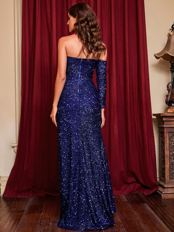 Levoire | Femme Nouvelle Sexy Paillettes Tube Haut Fente Robe de Fête Robe