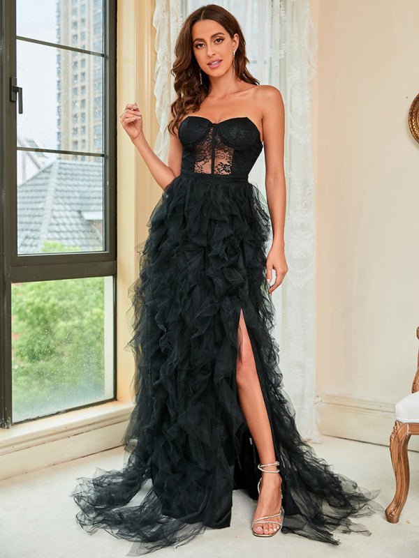 Levoire | Robe sexy en tube en maille pointue grande taille printemps été pour femmes Noir