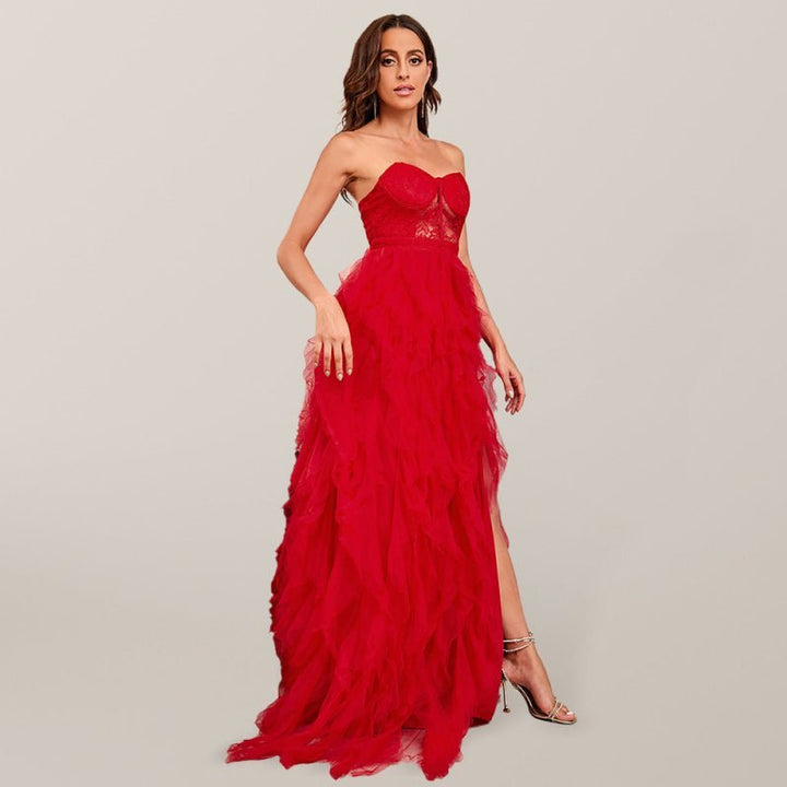 Levoire | Robe sexy en tube en maille pointue grande taille printemps été pour femmes Rot