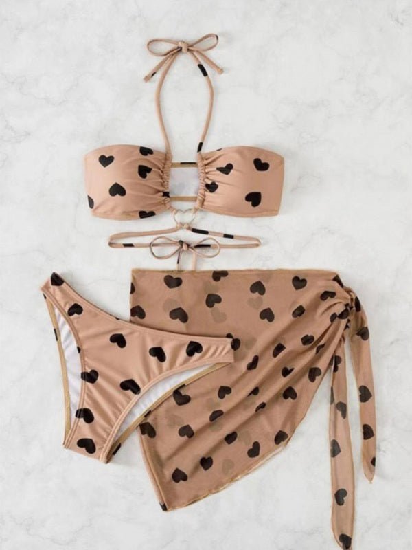 Levoire | Femme 3-pack Grande Taille Imprimé Cœur Haut de Bikini et Shorts de Plage