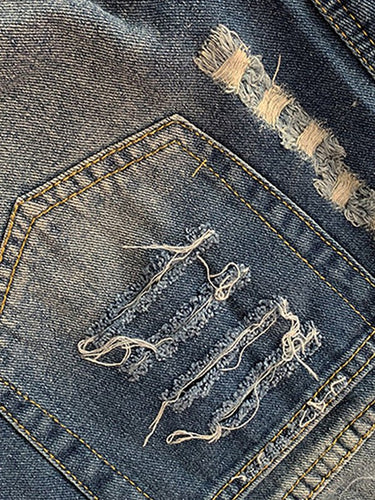 Levoire | Femmes Drapeau Américain Franges Motif Étoile Shorts en Denim