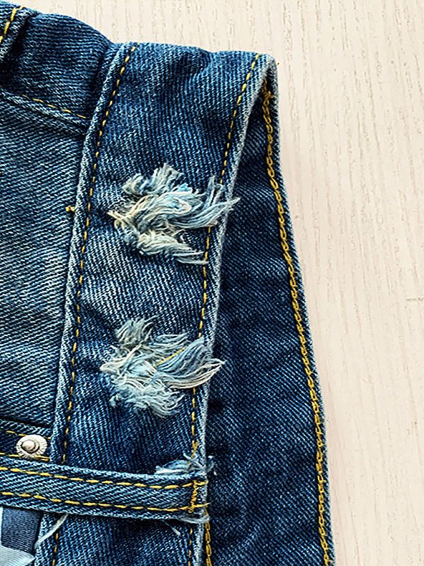 Levoire | Femmes Drapeau Américain Franges Motif Étoile Shorts en Denim