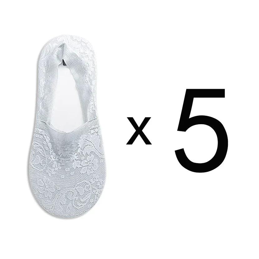 Levoire | Femmes Best-Seller Dentelle Fleur Antidérapant Chaussettes Cheville 2 UE 35-40