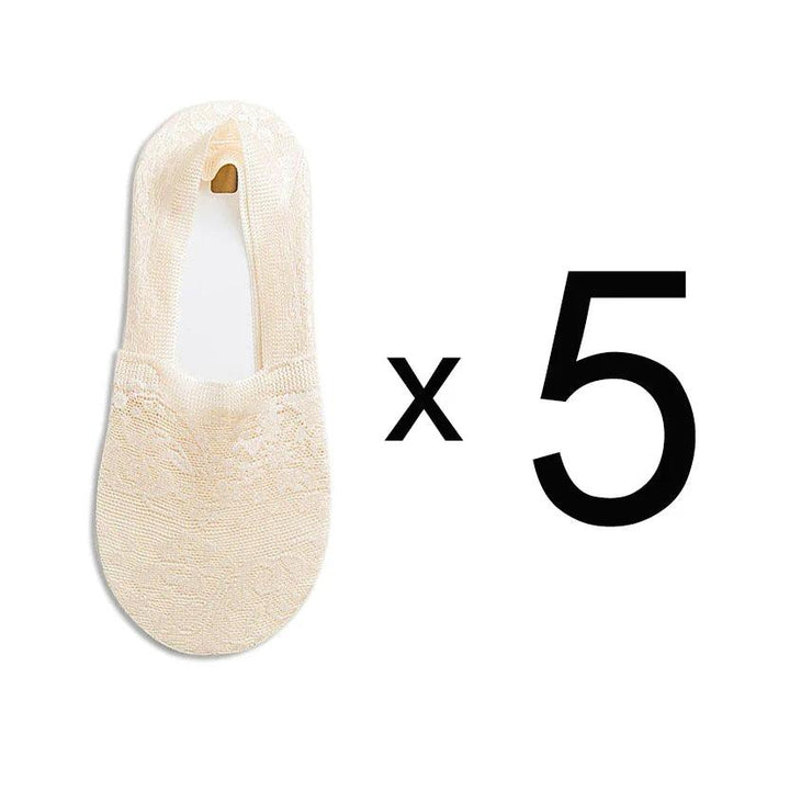 Levoire | Femmes Best-Seller Dentelle Fleur Antidérapant Chaussettes Cheville 4 UE 35-40