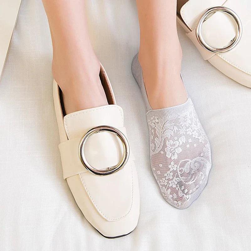Levoire | Femmes Best-Seller Dentelle Fleur Antidérapant Chaussettes Cheville