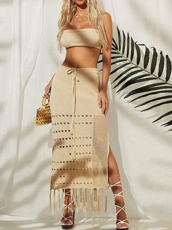 Levoire | Dame Bikini Couvrant Top Robe Wrap deux pièces Nouer Crépuscule Plage Robe de Protection Solaire