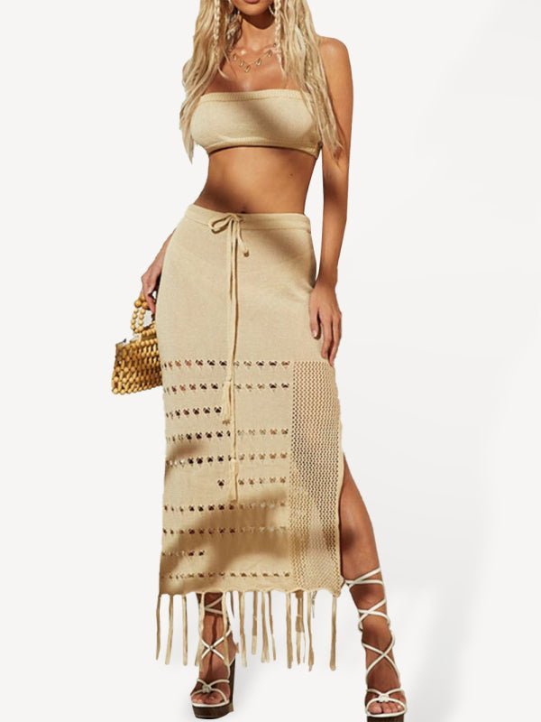 Levoire | Dame Bikini Couvrant Top Robe Wrap deux pièces Nouer Crépuscule Plage Robe de Protection Solaire Khaki