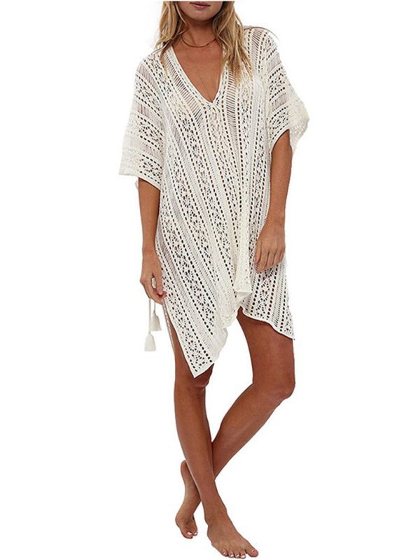 Levoire | Femme Bikini Hohle Plage Vacances Blouse Tricoté Crème Solaire Maillot de Bain