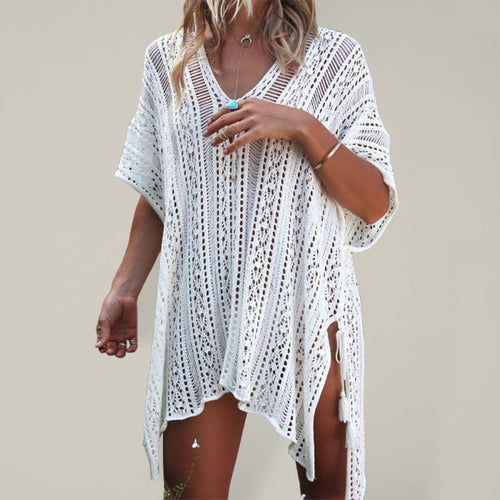 Levoire | Femme Bikini Hohle Plage Vacances Blouse Tricoté Crème Solaire Maillot de Bain