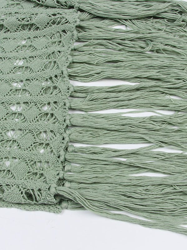 Levoire | Femme Bikini top Haut Pointu Frange Maillot de bain Cape Plage Robe Longue