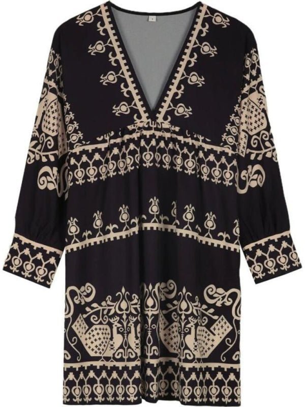Levoire | Femme Bohème Style Ethnique Robe 3/4 Manche