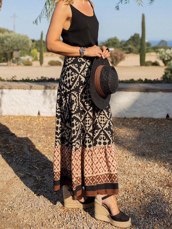 Levoire | Femme Bohème style ethnique imprimé couture jupe